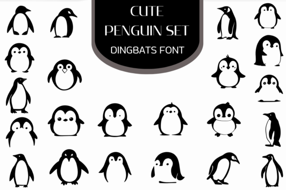 Cute Penguin Set Font